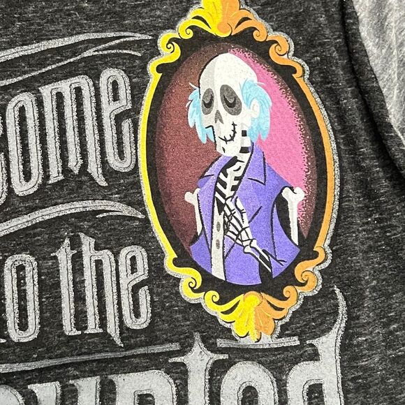 💀👻🎃 Disney WELCOME TO THE HAUNTED MANSION Halloween Horror Raglan Tee Sz 2XL - Picture 6 of 9
